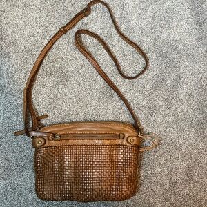 Genuine Leather Handcrafted Woven Crossbody Bag 3 Large Compartments